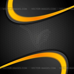 Black orange contrast wavy background - vector clip art