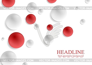 Red and grey circle balls abstract background - vector clip art