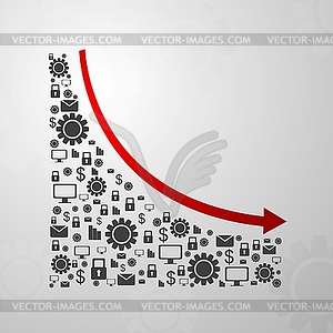 Abstract decline graph arrow with communication - vector clipart / vector image