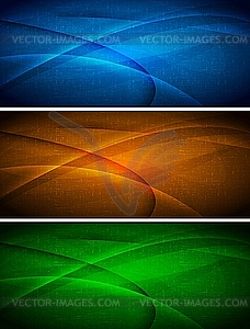 Set of abstract wavy banners - color vector clipart