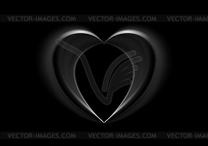 Smooth silk black heart background - vector image