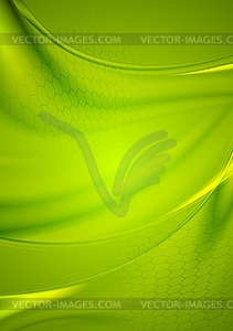 Abstract green wavy shiny background - vector image