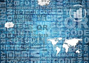 Blue abstract tech background with words - royalty-free vector image