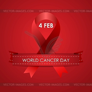 World Cancer Day background with ribbon - vector clipart