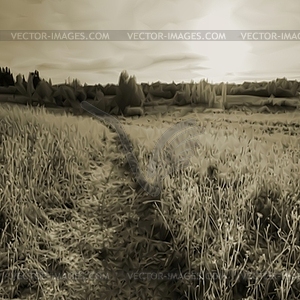 Sepia landscape background - vector clipart