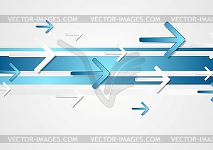 Blue grey tech motion background with arrows - color vector clipart
