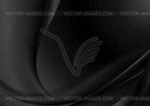 Black abstract smooth waves background - vector image