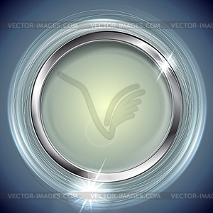 Bright shiny background with metal circle frame - vector clipart
