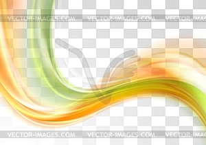 Green and orange smooth blurred transparent waves - vector clipart