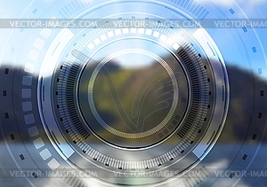 Hi-tech landscape background with HUD interface - vector clip art