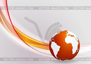 Tech background with globe and smooth waves - vector EPS clipart