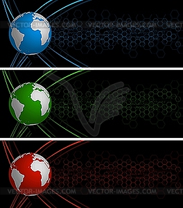 Абстрактные глобальные баннеры - векторное изображение клипарта