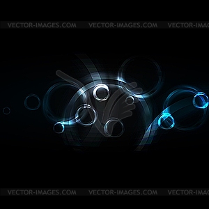 Dark backdrop with blue circles - vector clip art