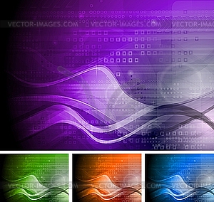 Collection of bright technical backgrounds - vector clipart / vector image