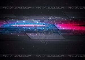 Dark glowing futuristic circuit board tech - vector image