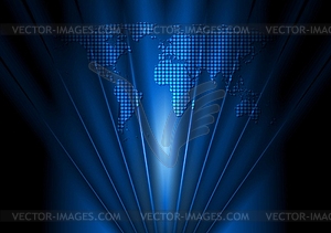 Dark blue design with world map - color vector clipart