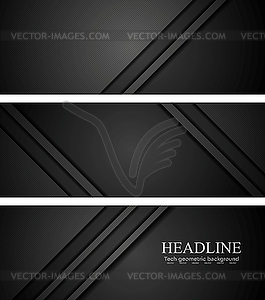 Abstract black tech concept banners - vector clipart