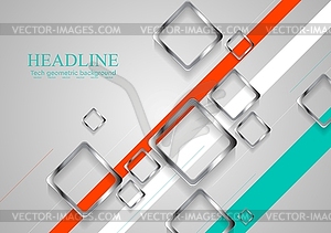Corporate brochure design with metallic squares - vector image