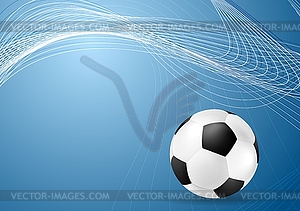 Abstract blue wavy soccer background with ball - vector clipart