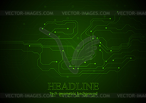 Dark green technology circuit board background - vector image