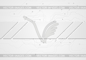 Tech grey abstract background with circuit board - vector image