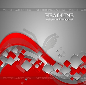 Ярко-красный волнистый технологий абстрактного фона - векторное графическое изображение