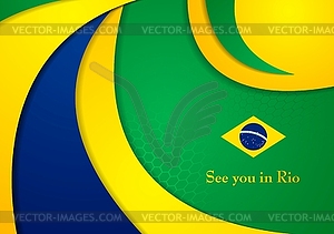 Brazil colors abstract corporate wavy background - vector image