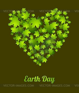 Earth Day ecology green leaves background - vector image