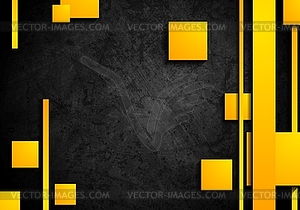 Orange tech elements on dark grunge background - vector clipart