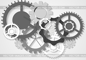 Grey tech gears mechanism background - vector clip art