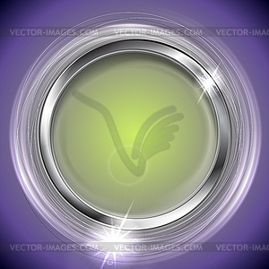 Bright shiny background with metal circle frame - vector image