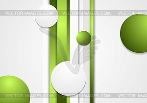 Abstract green stripes and circles background - vector image