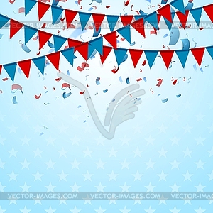 Party flags abstract USA background with confetti - vector clipart / vector image