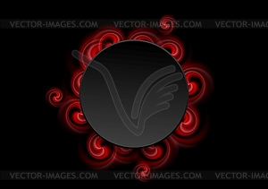 Абстрактный красный водоворот формы и черный круг - векторный клипарт