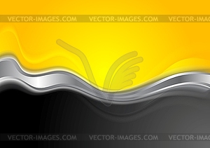 Abstract orange black background with metallic wave - vector clipart