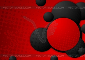 Black and red circles grunge background - vector clipart