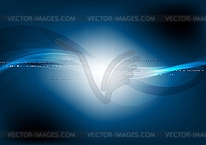 Dark blue wavy technology background - vector clip art