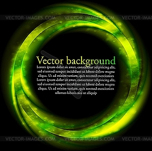 Green bright circle on black backdrop - vector clipart