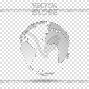 Tech grey transparent globe world map design - vector clipart