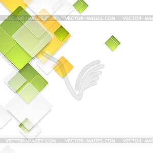 Green and orange glossy squares background - vector clipart