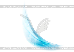 Blue wavy background with low poly structure - vector clipart