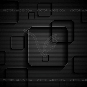 Tech geometric black background with squares - vector image