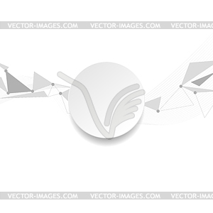 Grey white low poly connection tech background - vector clipart