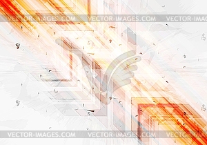 Grunge orange tech background with arrows - vector image