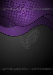 Grunge corporate purple waves abstract background - vector clip art