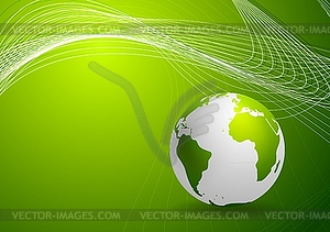 Green background with globe and lines - royalty-free vector clipart