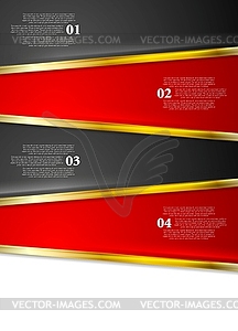 Bright red black infographics design with golden - vector image