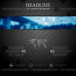 Brochure tech template with blue web header banner - vector clipart