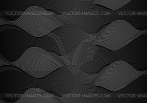 Black wavy pattern background - vector clip art