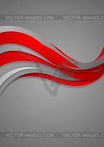 Bright red grey wavy abstract corporate background - royalty-free vector clipart